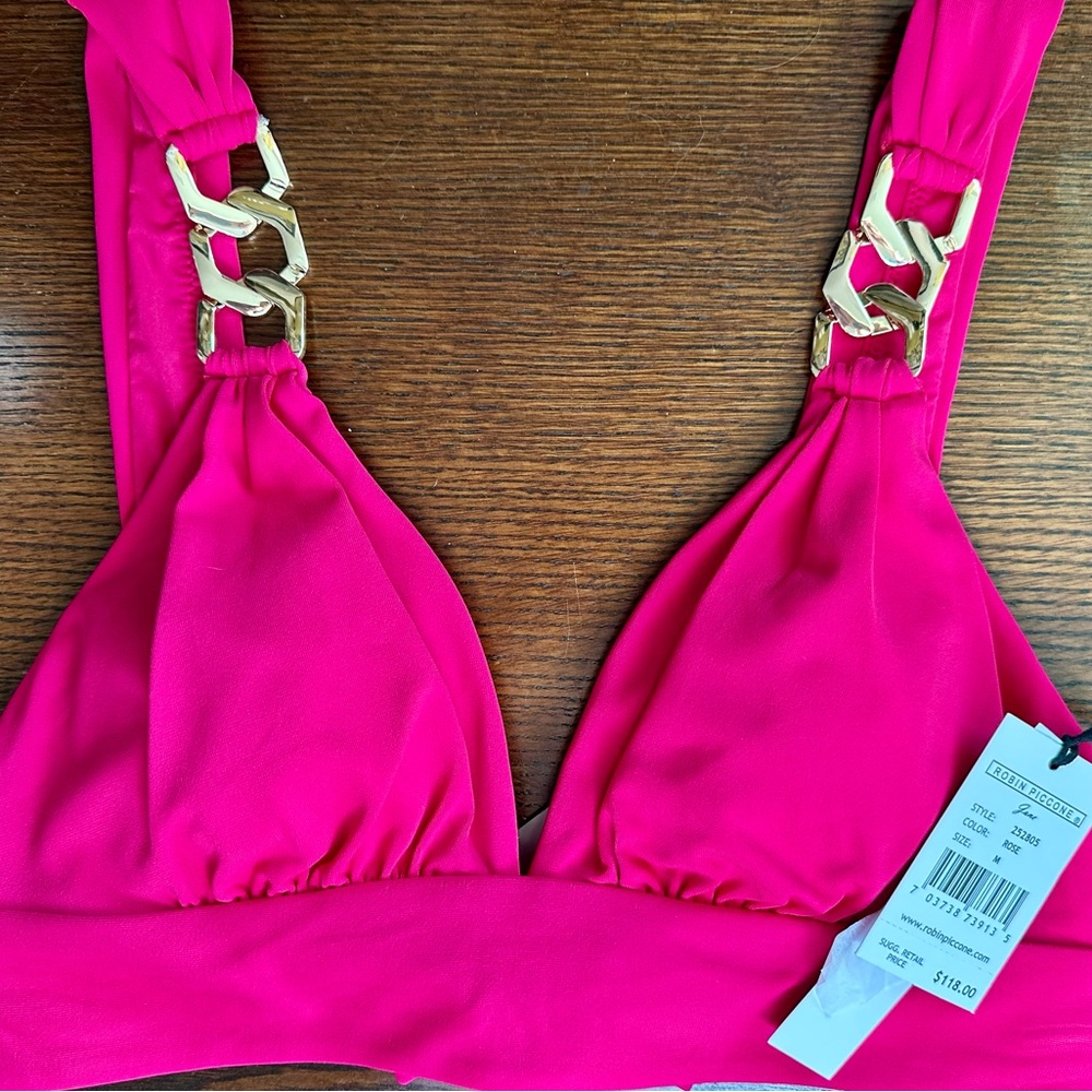 NWT ❤️ Robin Piccone Fuchsia Bikini with Gold Accents.  MSRP $216 - Picture 6 of 12